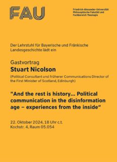 Zum Artikel "Ankündigung: Vortrag von Stuart Nicolson „And the rest is history… Political communication in the disinformation age – experiences from the inside“"